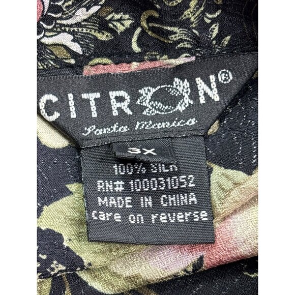 Citron Santa Monica Floral Peacock Bird Print Silk Long Kimono Size 3X - Picture 10 of 11